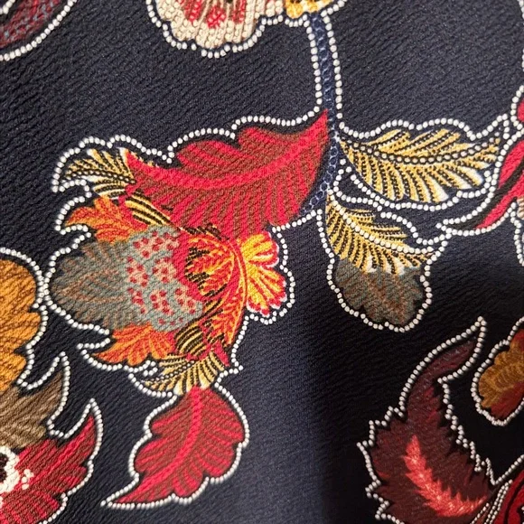 Cato Navy Maxi Skirt with Red and Gold Floral Print - Picture 2 of 7